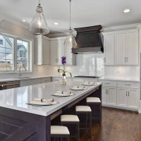 Large Classic White Shaker Style American Folding Kitchen Cabinet with Large Island