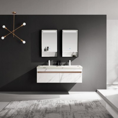 Modern White Simple Bathroom Vanity Cabinet With Double Sink